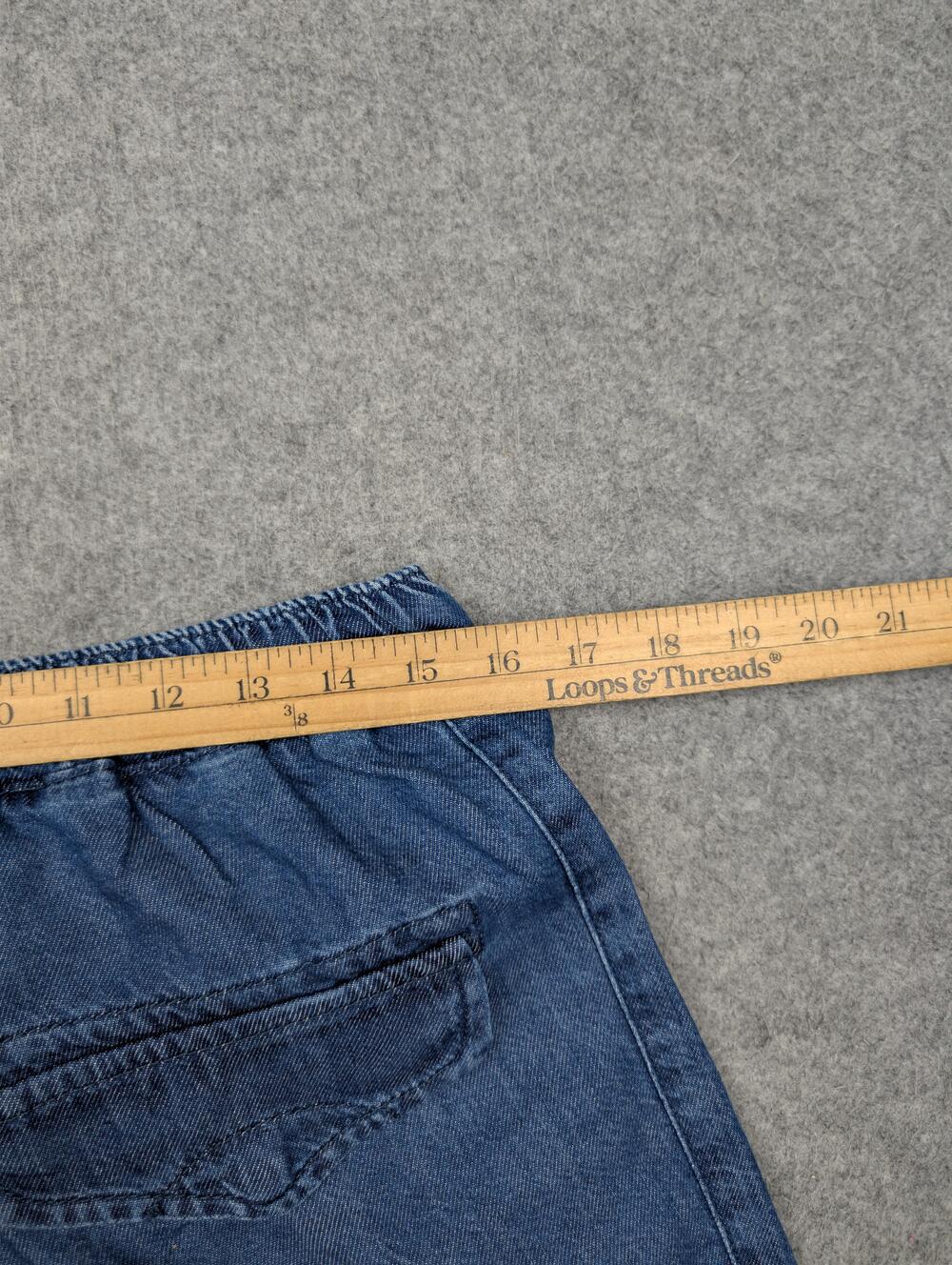 Pilcro The Cottage Pants Womens Large Blue Denim Cargo Elastic Waist Lightweight - Picture 7 of 11